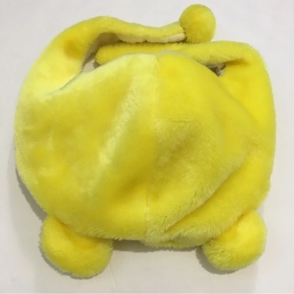 Toddler boy yellow bear fleece lined winter hat